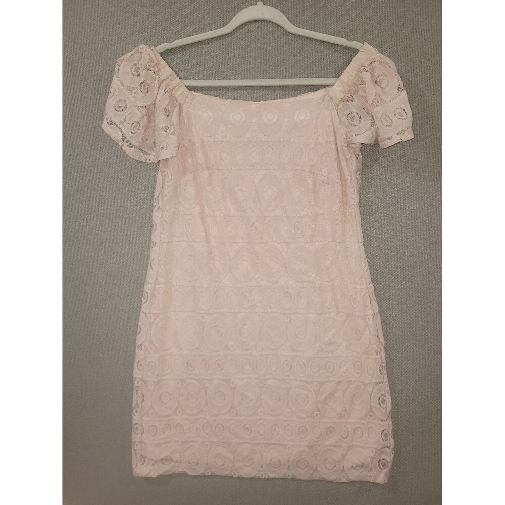 Robbie Bee Size 10P Blush Pink Lace Off-Shoulder Dress